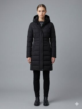 Woods Black Long Quilted Puffer Coat Parka down filled Women’s Small